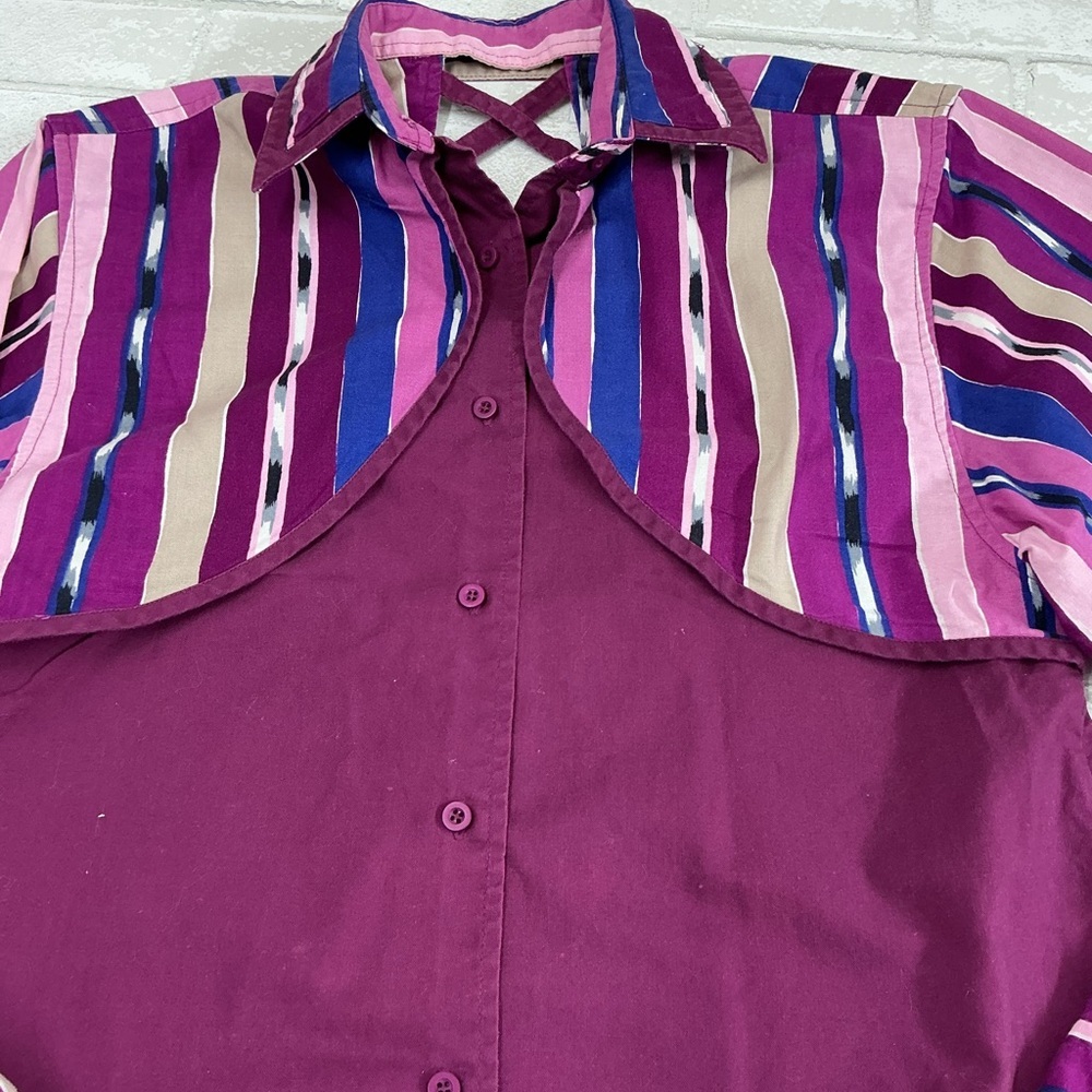 Vvintage Wrangler Purple and Blue Striped Shirt - Picture 3 of 7